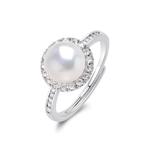 8-9mm Button Pearl Zirconia & Sasha Jewelry Set - House Of Pearls